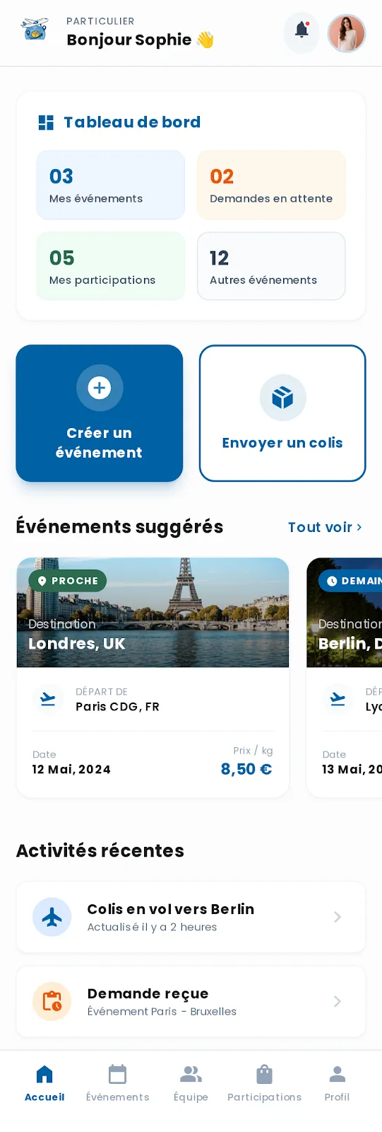 Aperçu de l'application mobile GP360